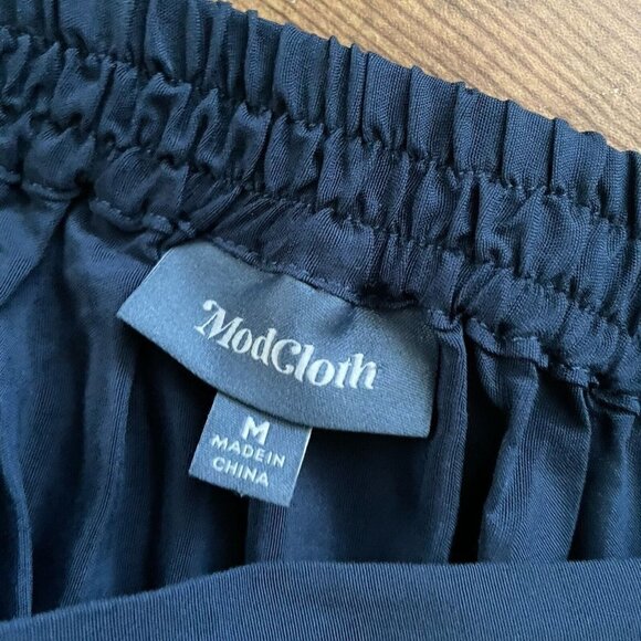 ModCloth Womens Stay Sassy Skater Skirt Sz M Navy Blue Flirty Pull On Twee Aline - Picture 5 of 5